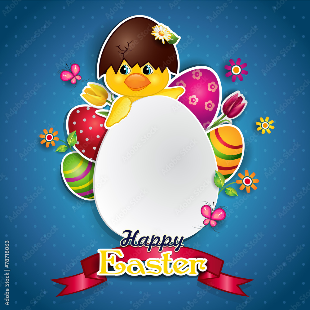 Fototapeta premium White egg and Chick