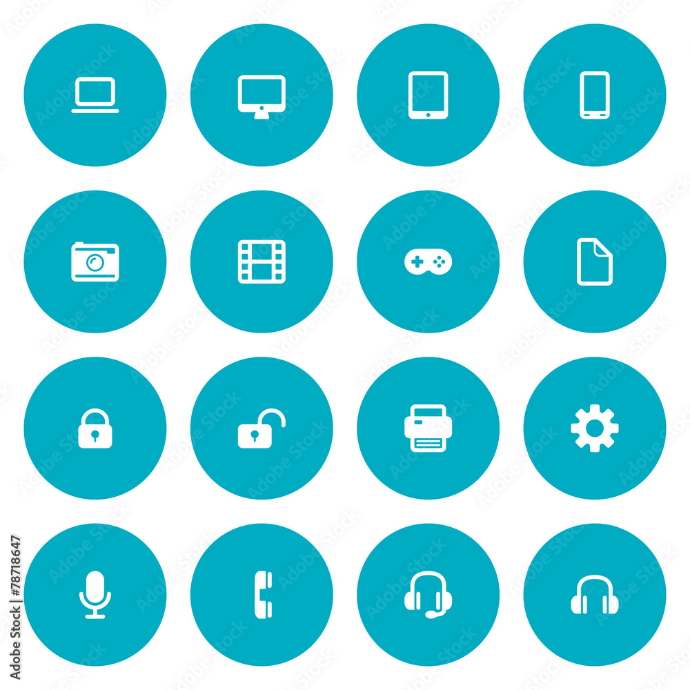 Flat icon set for web and mobile. Technology icons Flat icon set for web and mobile. Technology icons