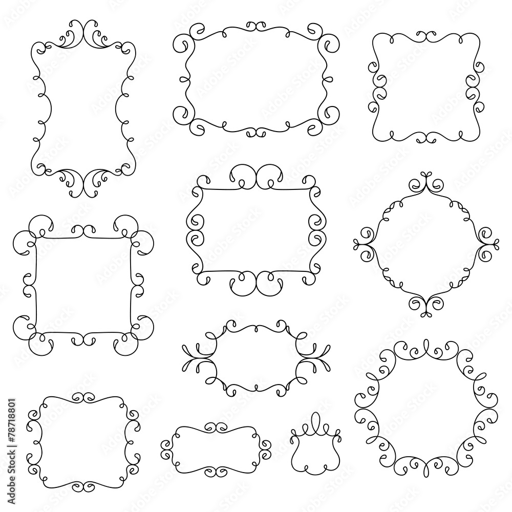 Ornamental decorative frames with swirls