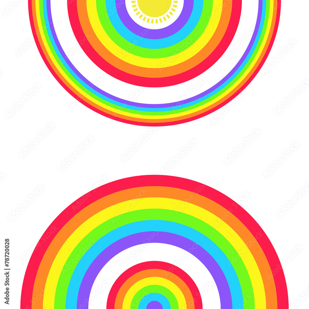 Greeting Card with a Set of Rainbows and the Sun