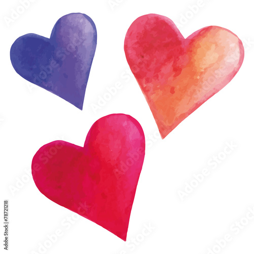 Funny cartoon watercolor heart.Vector illustration