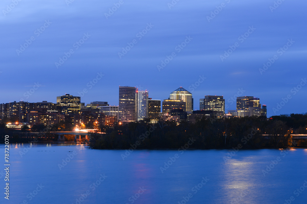 Washington DC, Arlington and Potomac river at night