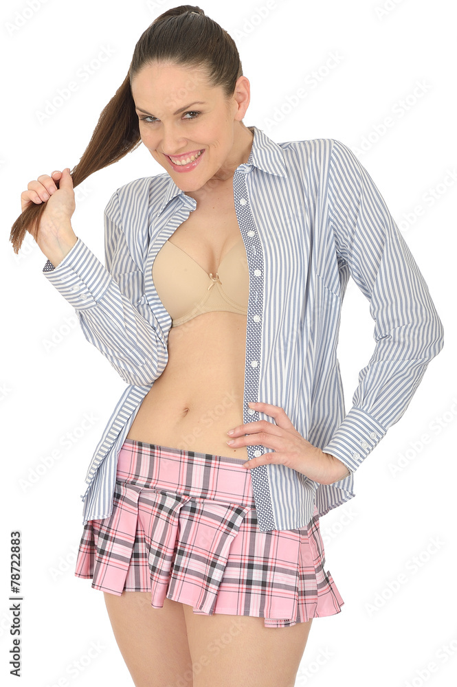 Young Pin Up Model Wearing Mini Skirt Stock Photo
