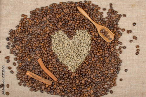 coffee beans piled heart © kostyha