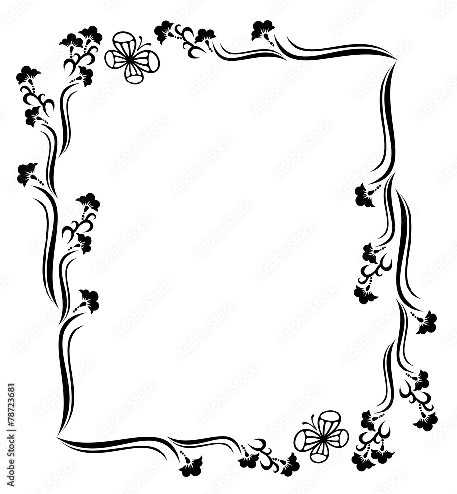 Horizontal floral frame silhouette Horizontal floral frame silhouette