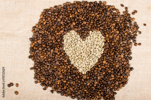 coffee beans piled heart