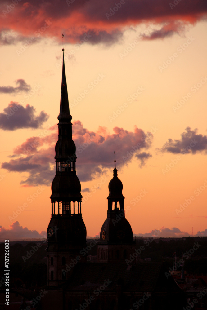 Church silhouette against a twilight sky