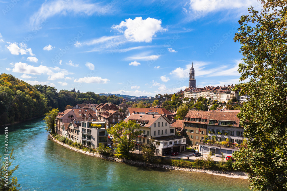 Berne old town and the Aare river