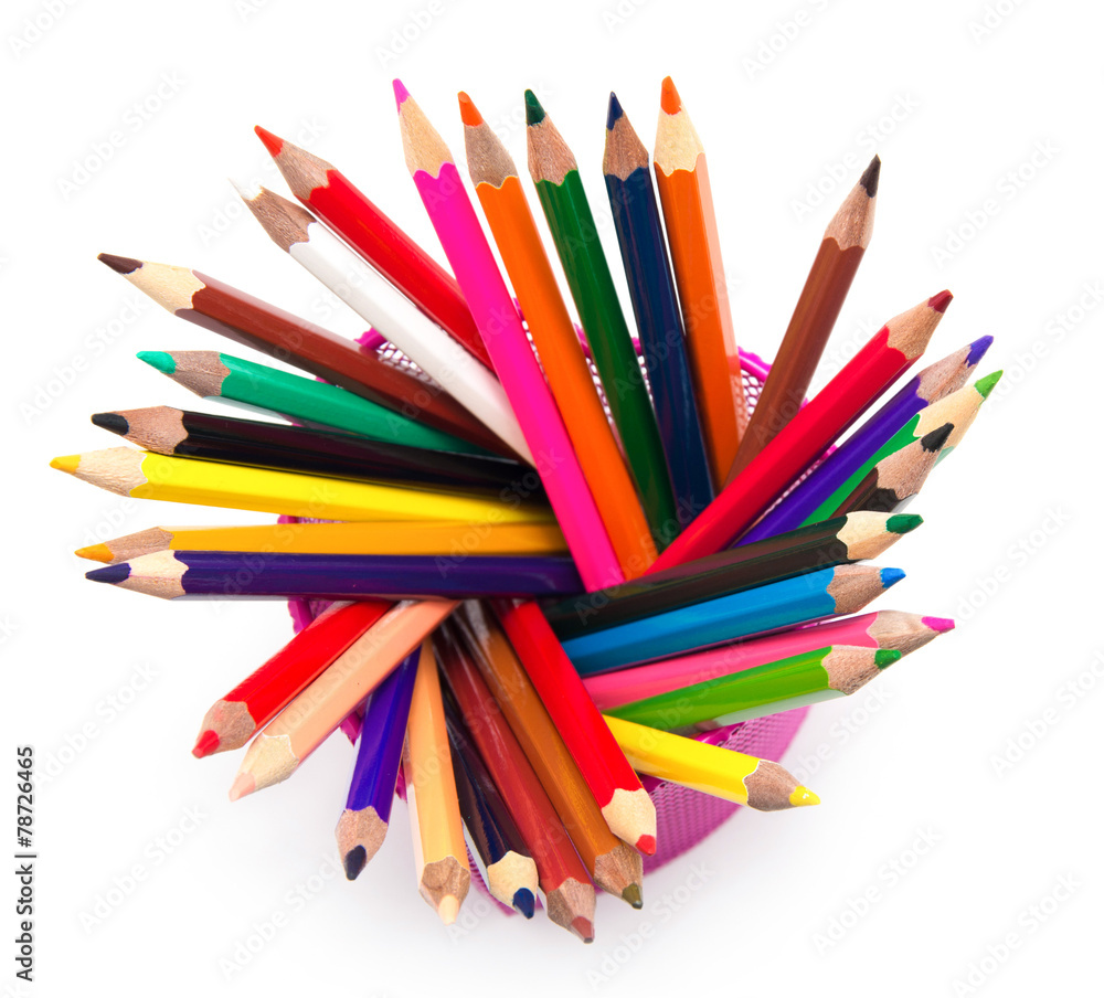 Top view of color pencils 