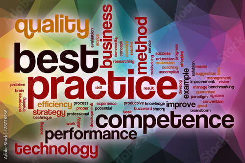 Best practice word cloud with abstract background photo