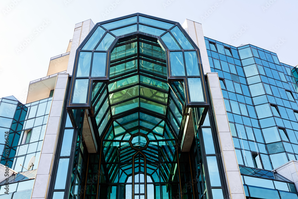 Reflections on glass facade