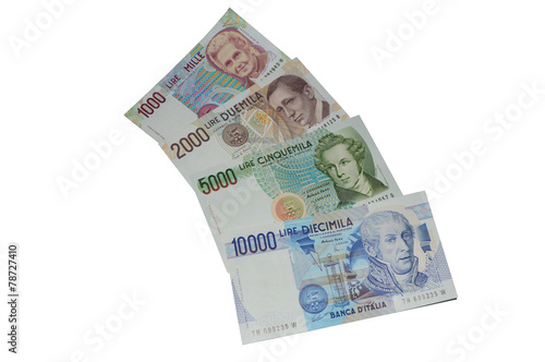 lire old italian banknotes currency  last series