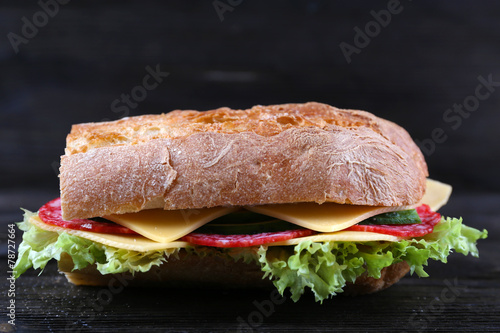Fresh and tasty sandwiches with cheese and vegetables