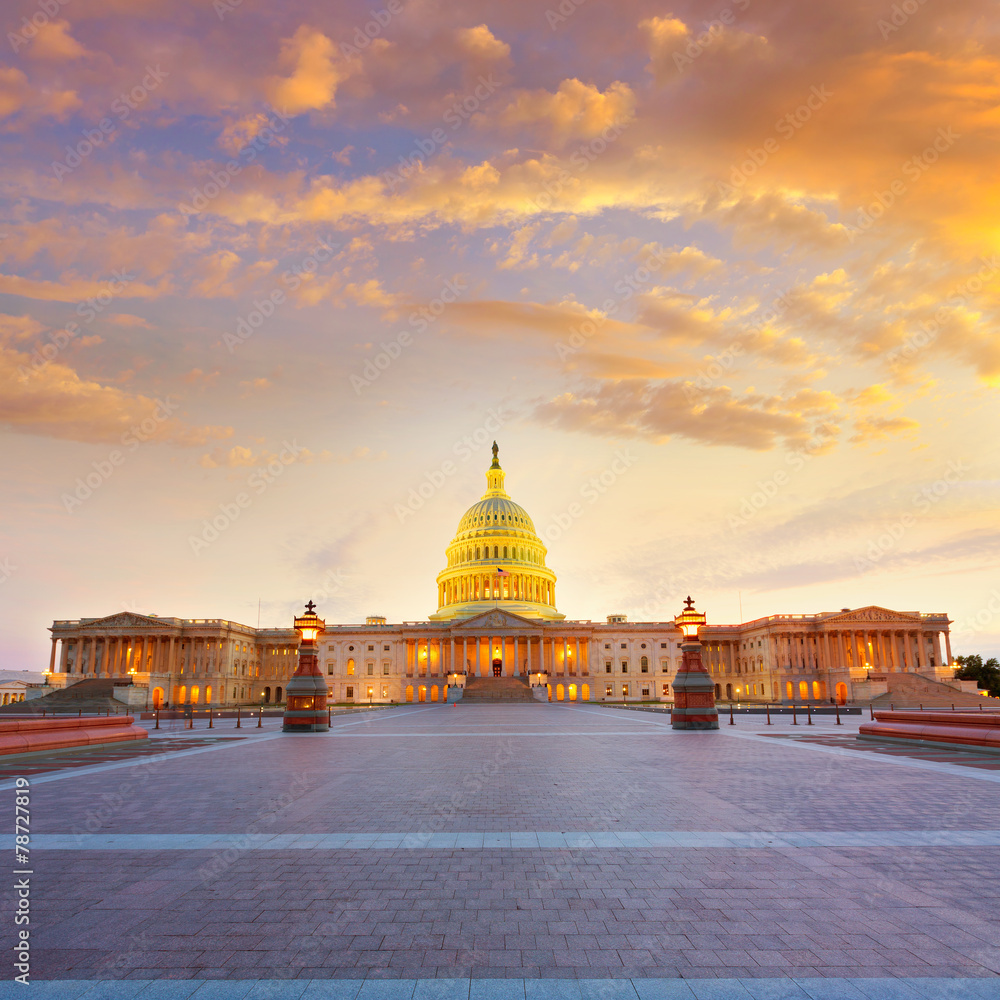 Capitol building Washington DC sunset US congress