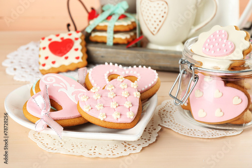 Heart shaped cookies for valentines day