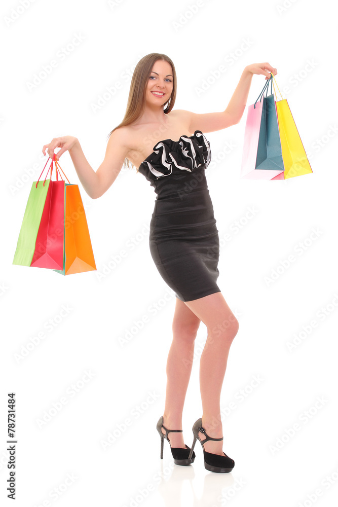 Portrait of young woman with shopping bags Portrait of young woman with shopping bags