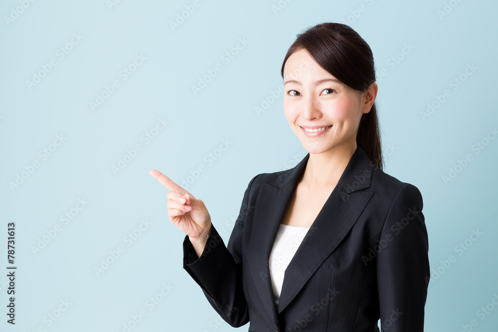 asian businesswoman on blue background asian businesswoman on blue background