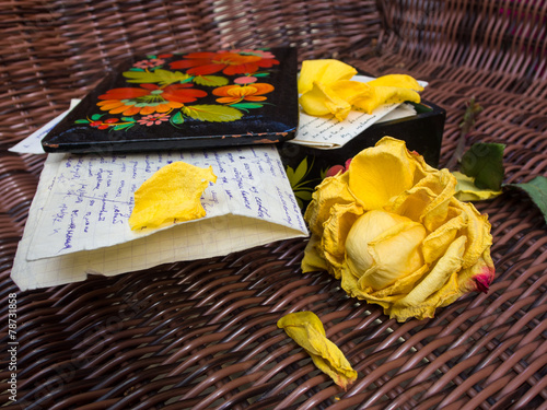 Old Letters, Casket and Rose photo