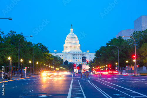 Capitol sunset Pennsylvania Ave Washington DC