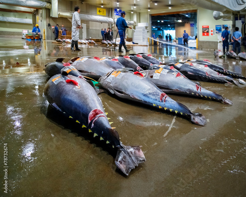 Tableau sur toile Tuna auction at Osaka Central Wholesale Market