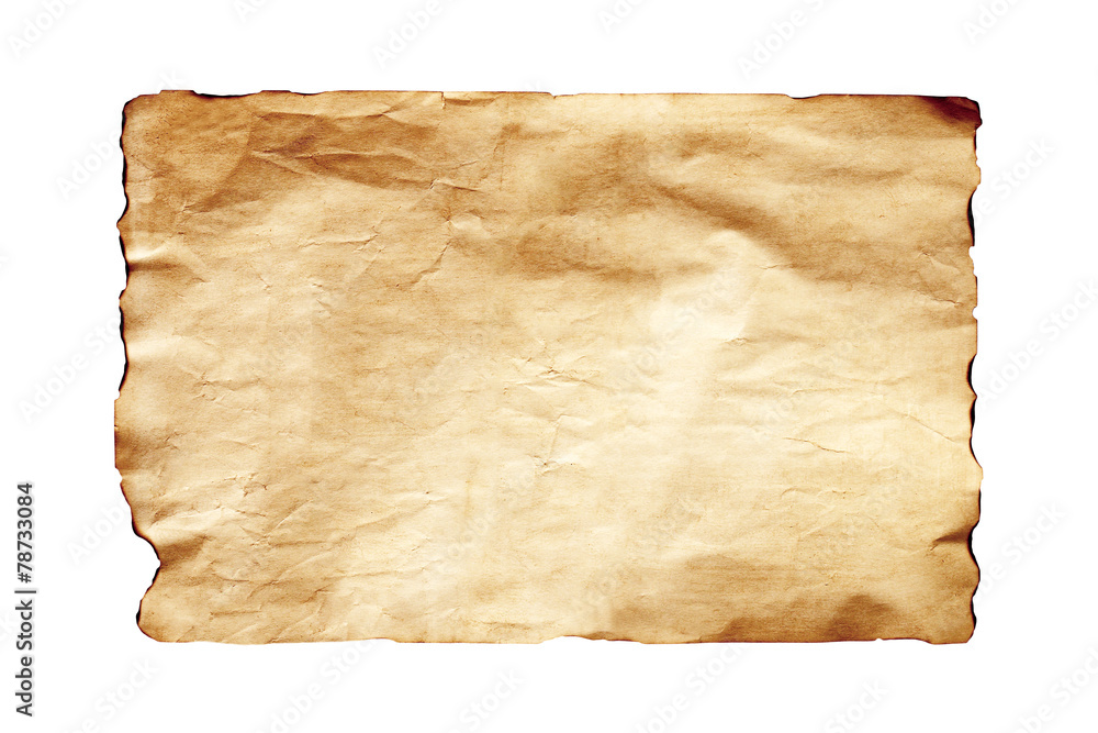 old paper sheet with on white background