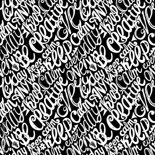 Keep calm creativity motivation-seamless hand drawn pattern, doo