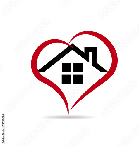 House and heart vector web logo