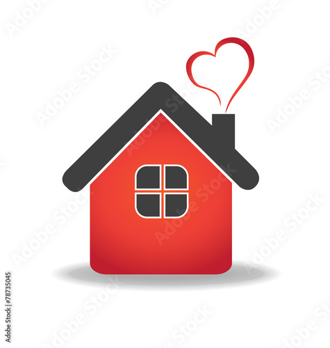 House and heart logo vector icon design template