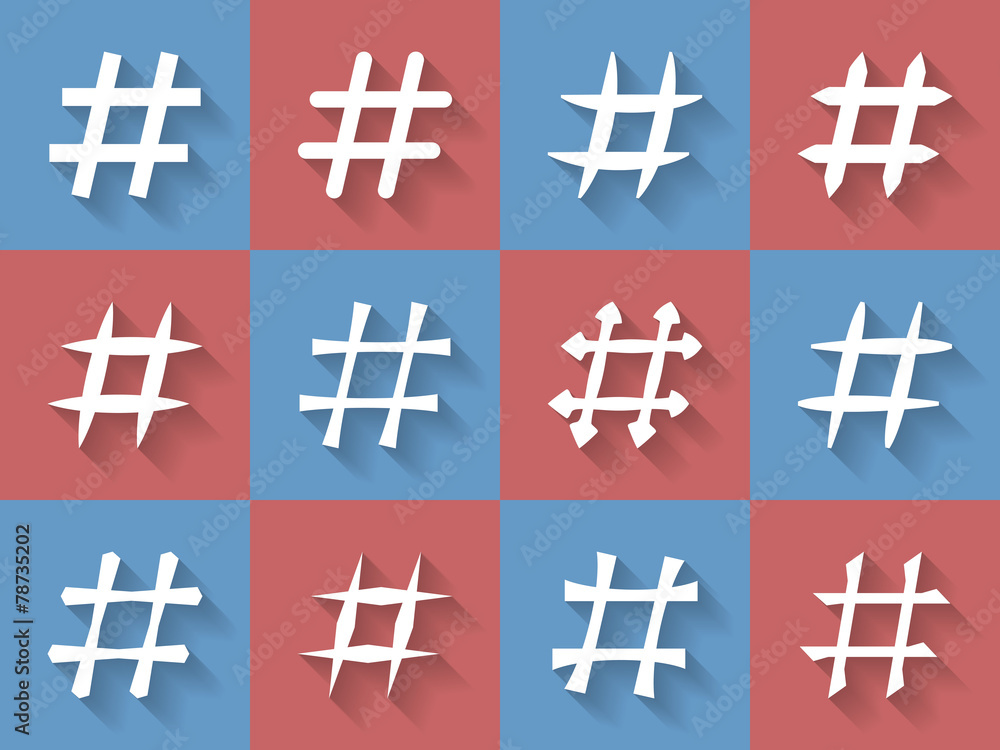 Fototapeta premium Icon Set of hashtags. Hashtag Symbols