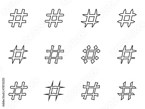 Icon Set of hashtags. Hashtag Symbols