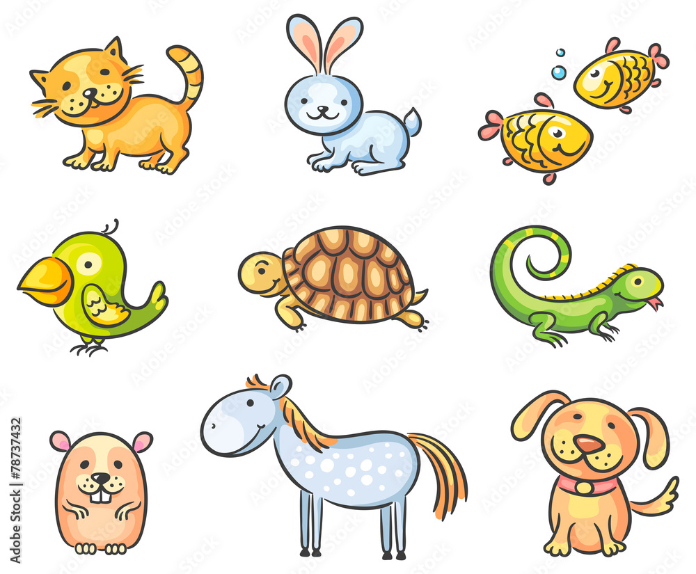 Fototapeta premium Cartoon pet animals