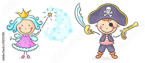 Pirate and fairy costumes