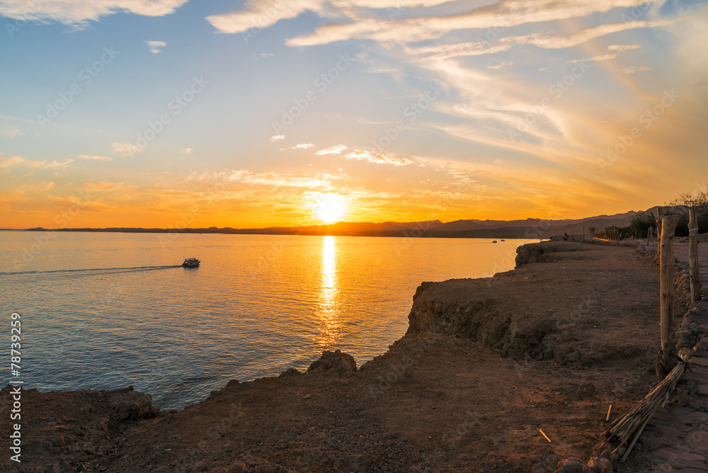 sunset on coast  in Sharm el Sheikh, Egypt