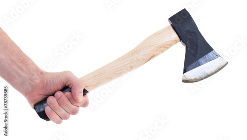 Hand holding a modern axe