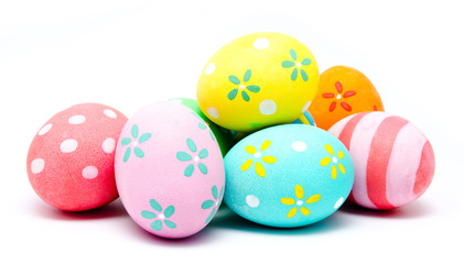 Colorful handmade easter eggs isolated