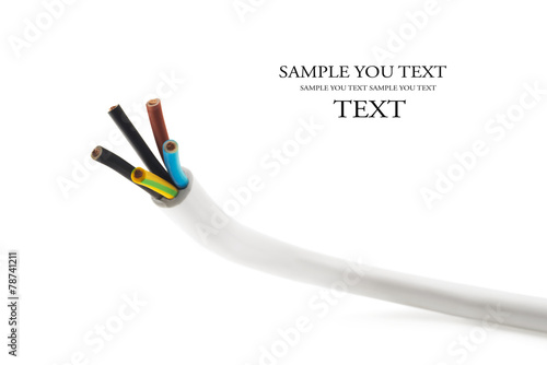 closeup of a electric cable on a white background