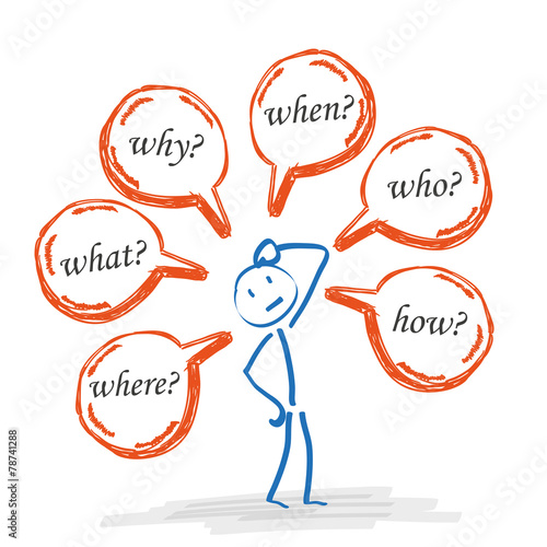 Stickman Speech Bubbles Questions Engl