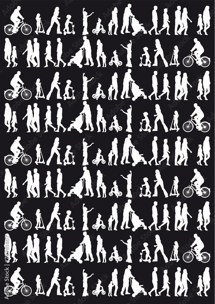 Group of active people. Group of active people.