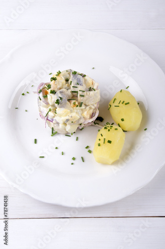 herring salad with jacket potatoes