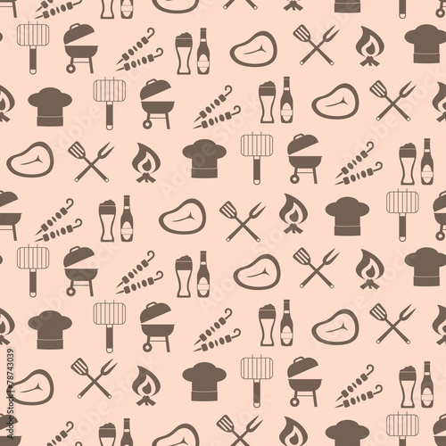 seamless background with symbols of barbecue