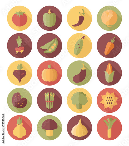 Vegetable flat icon with long shadow