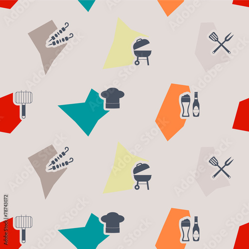 seamless background with symbols of barbecue