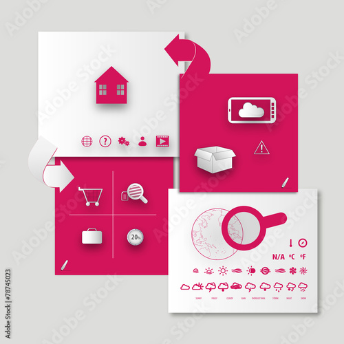 Magenta graphic square buttons vector