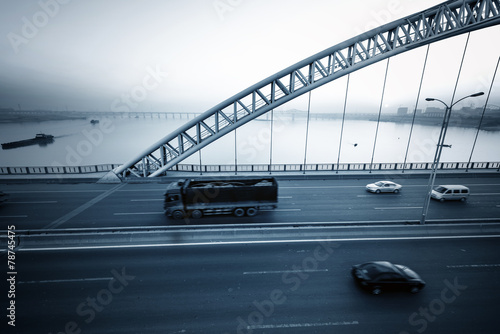 Photography the night of modern bridge