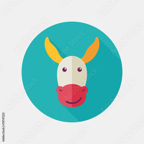 Donkey flat icon with long shadow