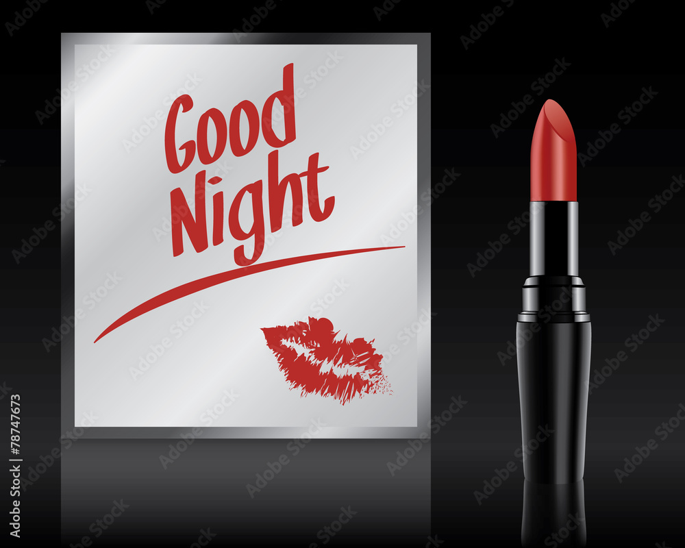 Good night written on mirror by lipstick, vector Good night written on mirror by lipstick, vector