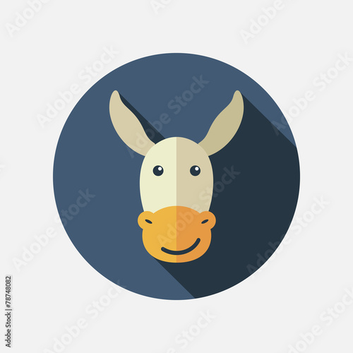 Donkey flat icon with long shadow