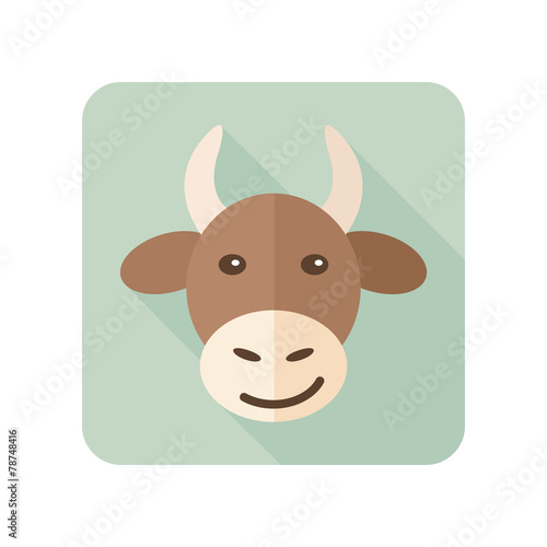 Cow flat icon with long shadow