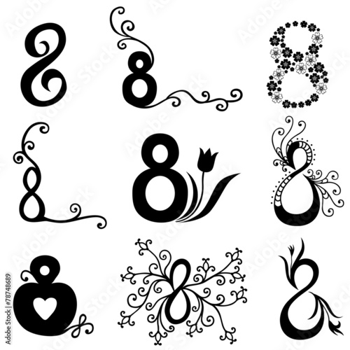 Set of decorative 8 with Women's Day card