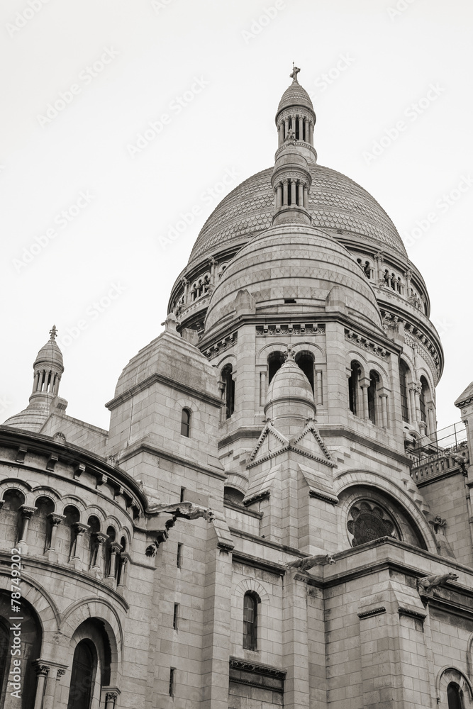 Sacre Coeur Basilica, large medieval cathedral, Paris